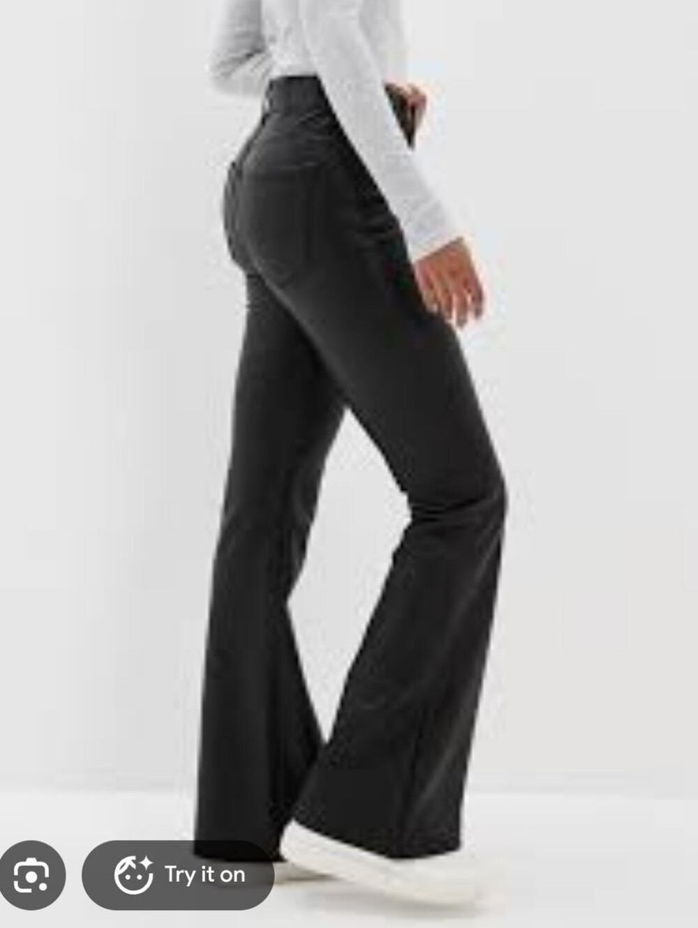 American Eagle Super High Rise Black Faux Leather Flare Jeans Pants 14